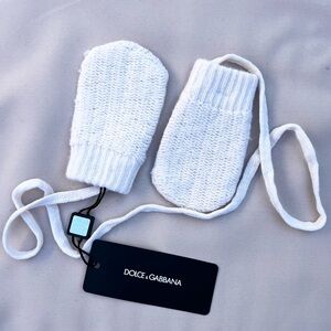 Dolce & Gabbana Natural White Knit Mittens for babies